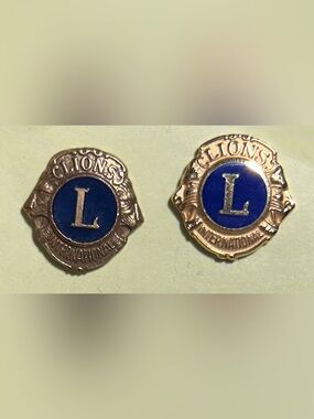 2 Lions Club International lapel pin set Made In US Blue & Gold,